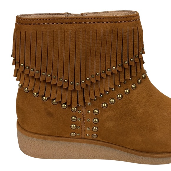 UGGS Ariane Chestnut Nubuck Studded, Fringe, Western Ankle Booties 7 - Picture 8 of 16